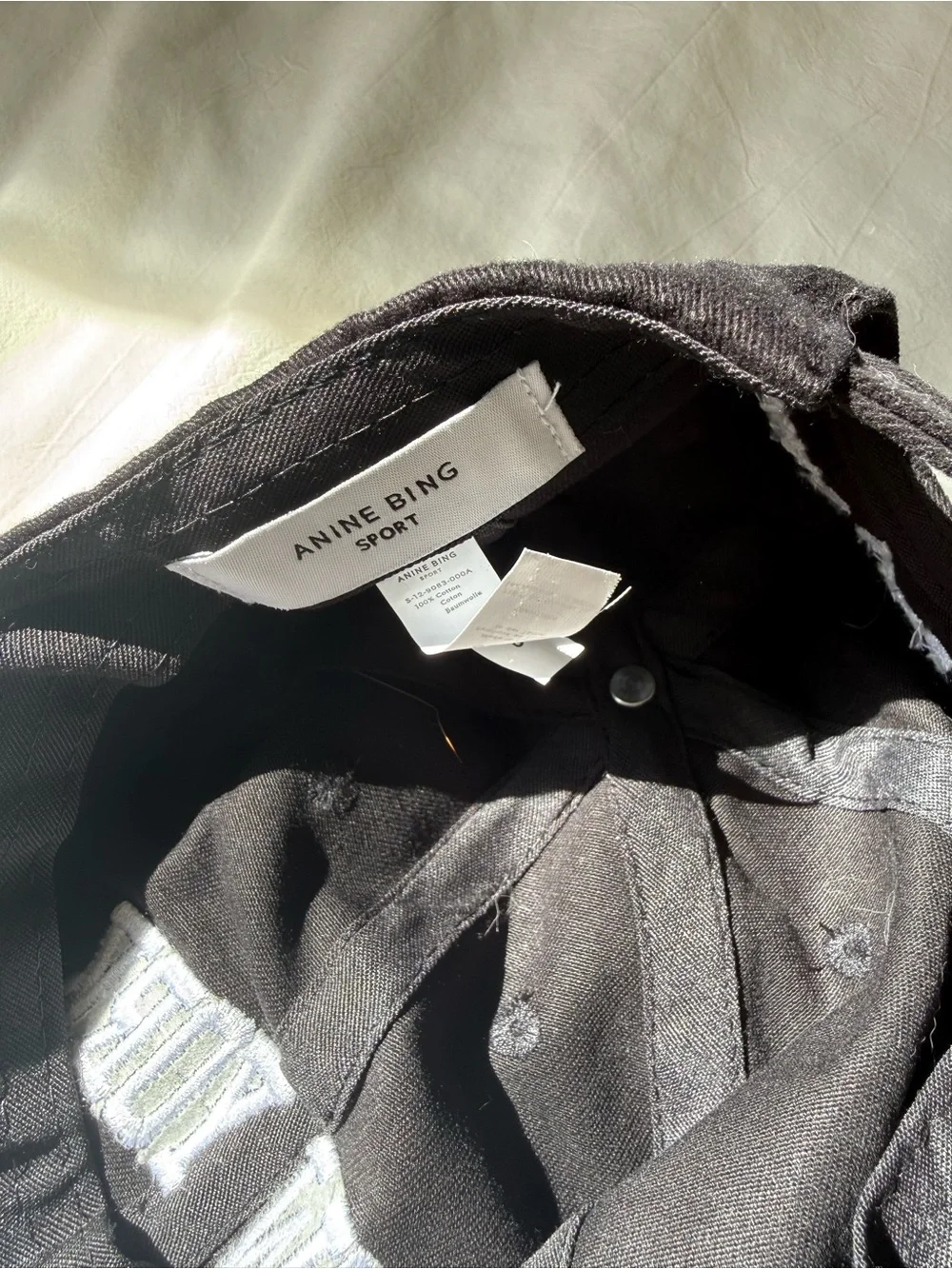 Anine Bing Black 'New York' Embroidered Baseball Cap